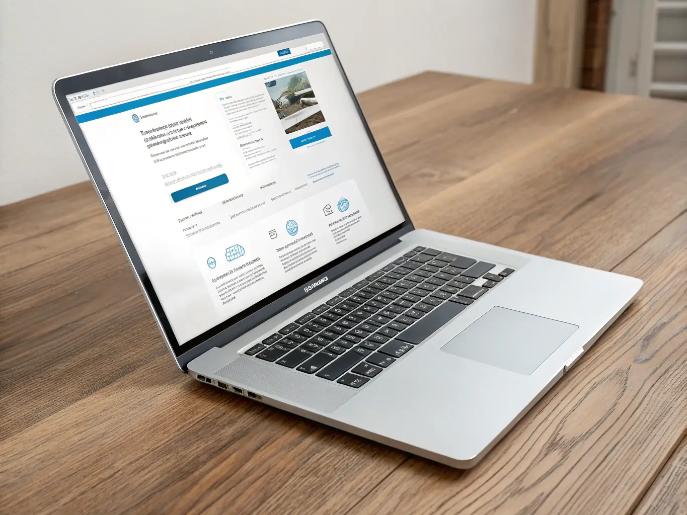 A visually appealing corporate portal interface on a laptop screen, demonstrating centralized access to company resources and information.