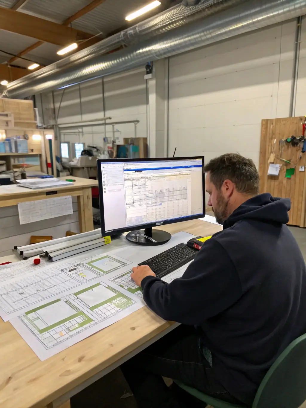 A professional showcasing MS Project software on a computer screen, demonstrating project scheduling and task management features in a corporate setting, emphasizing Bessa Consultores' expertise in MS Project training.